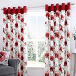 Fusion - Adriana - 100% Cotton Ready-Made Pair of Eyelet Curtains - 46″ Width x 72″ Drop (117 x 183cm) in Red