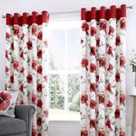 Fusion - Adriana - 100% Cotton Ready-Made Pair of Eyelet Curtains - 66″ Width x 54″ Drop (168 x 137cm) in Red