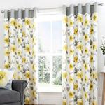 Fusion - Adriana - 100% Cotton Ready-Made Pair of Eyelet Curtains - 66″ Width x 72″ Drop (168 x 183cm) in Ochre