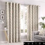 Fusion - Aura - 100% Cotton Pair of Eyelet Curtains - 46″ Width x 72″ Drop (117 x 183cm) in Natural