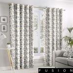 Fusion - Aura - 100% Cotton Pair of Eyelet Curtains - 66″ Width x 72″ Drop (168 x 183cm) in Grey