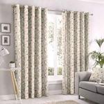 Fusion - Aura - 100% Cotton Pair of Eyelet Curtains - 66″ Width x 72″ Drop (168 x 183cm) in Natural