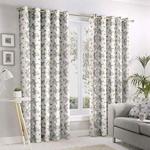 Fusion - Aura - 100% Cotton Pair of Eyelet Curtains - 90″ Width x 72″ Drop (229 x 183cm) in Grey