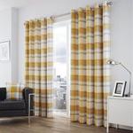 Fusion - Balmoral Check - 100% Cotton Ready Made Pair of Eyelet Curtains - 46″ Width x 72″ Drop (117 x 183cm) in Ochre