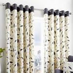 Fusion - Beechwood - 100% Cotton Ready Made Pair of Eyelet Curtains - 46″ Width x 54″ Drop (117 x 137cm) in Charcoal