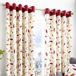 Fusion - Beechwood - 100% Cotton Ready Made Pair of Eyelet Curtains - 46″ Width x 54″ Drop (117 x 137cm) in Red