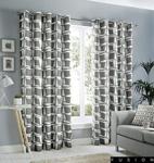 Fusion - Capella - 100% Cotton Pair of Eyelet Curtains - 66″ Width x 72″ Drop (168 x 183cm) in Grey