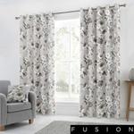 Fusion Charity Floral Print 100% Cotton Eyelet Lined Curtains, Grey, 66 x 72 Inch, 52% Polyester / 48%, W168cm (66″) x D183cm (72″)