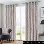 Fusion - Copeland - 100% Cotton Pair of Eyelet Curtains - 46″ Width x 72″ Drop (117 x 183cm) in Pink