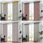 Fusion - Copeland - 100% Cotton Pair of Eyelet Curtains - 66″ Width x 72″ Drop (168 x 183cm) in Ochre