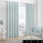 Fusion Delft Leaf Print 100% Cotton Eyelet Lined Curtains, Duck Egg, 46 x 54 Inch, 52% Polyester / 48%, W117cm (46″) x D137cm (54″)