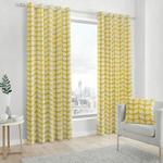 Fusion Delft Leaf Print 100% Cotton Eyelet Lined Curtains, Ochre, 46 x 54 Inch, 52% Polyester / 48%, W117cm (46″) x D137cm (54″)