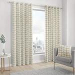 Fusion Delft-Pair of Eyelet Curtains, 100% Cotton, Natural, 46″ Width x 72″ Drop (117 x 183cm)