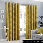 Fusion - Delta - 100% Cotton Pair of Eyelet Curtains - 46″ Width x 54″ Drop (117 x 137cm) in Ochre