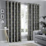 Fusion - Delta - 100% Cotton Pair of Eyelet Curtains - 66″ Width x 72″ Drop (168 x 183cm) in Grey