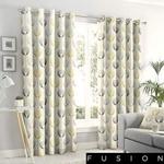 Fusion - Delta - 100% Cotton Pair of Eyelet Curtains - 90″ Width x 72″ Drop (229 x 183cm) in Natural