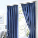 Fusion - Dijon - Blackout / Thermal Insulated Pair of Pencil Pleat Curtains - 46' Width x 54' Drop (117 x 137cm) in Denim