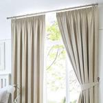 Fusion - Dijon - Blackout / Thermal Insulated Pair of Pencil Pleat Curtains - 46″ Width x 54″ Drop (117 x 137cm) in Natural