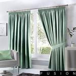 Fusion - Dijon - Blackout / Thermal Insulated Pair of Pencil Pleat Curtains - 46″ Width x 72″ Drop (117 x 183cm) in Duck Egg