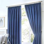 Fusion - Dijon - Blackout / Thermal Insulated Pair of Pencil Pleat Curtains - 46″ Width x 90″ Drop (117 x 229cm) in Denim