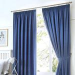 Fusion - Dijon - Blackout / Thermal Insulated Pair of Pencil Pleat Curtains - 66″ Width x 72″ Drop (168 x 183cm) in Denim
