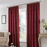 Fusion - Eastbourne - Ready Made Pair of Pencil Pleat Curtains - 46″ Width x 54″ Drop (117 x 137cm), Burgundy