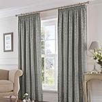 Fusion - Eastbourne - Ready Made Pair of Pencil Pleat Curtains - 46″ Width x 54″ Drop (117 x 137cm), Silver
