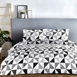 Fusion - Geo - Easy Care Duvet Cover Set - King Bed Size in Grey