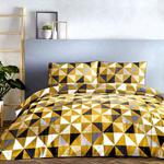 Fusion - Geo - Easy Care Duvet Cover Set - King Bed Size in Ochre