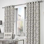 Fusion - Haldon - Pair of Eyelet Curtains - 46″ Width x 54″ Drop (117 x 137cm) in Natural