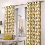 Fusion - Haldon - Pair of Eyelet Curtains - 46″ Width x 72″ Drop (117 x 183cm) in Ochre