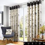 Fusion - Idaho - 100% Cotton Ready Made Eyelet Curtains - 46″ Width x 72″ Drop (117 x 183cm) in Charcoal Grey