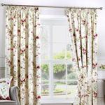 Fusion - Jeannie - 100% Cotton Ready Made Pair of Pencil Pleat Curtains - 46″ Width x 54″ Drop (117 x 137cm) in Red