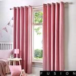 Fusion - Sorbonne - 100% Cotton Pair of Eyelet Curtains - 46″ Width x 54″ Drop (117 x 137cm) in Blush