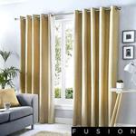 Fusion - Sorbonne - 100% Cotton Pair of Eyelet Curtains - 46″ Width x 54″ Drop (117 x 137cm) in Natural