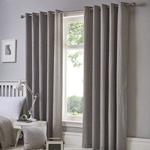 Fusion - Sorbonne - 100% Cotton Pair of Eyelet Curtains - 66″ Width x 54″ Drop (168 x 137cm) in Silver