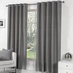 Fusion - Sorbonne - 100% Cotton Pair of Eyelet Curtains - 66″ Width x 72″ Drop (168 x 183cm) in Charcoal