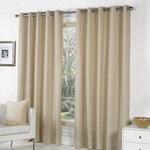 Fusion - Sorbonne - 100% Cotton Pair of Eyelet Curtains - 90″ Width x 54″ Drop (229 x 137cm) in Natural