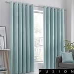 Fusion Strata-Blockout Pair of Eyelet Curtains, Duck Egg, 90″ Width x 108″ Drop (229 x 275cm)