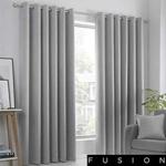 Fusion Strata-Blockout Pair of Eyelet Curtains, Silver, 66″ Width x 72″ Drop (168 x 183cm)