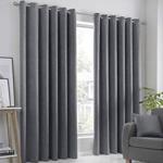 Fusion Strata Woven Eyelet Lined Curtains, Charcoal, 90 x 90 Inch, 100% Polyester, W229cm x D229cm (90″)