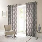 Fusion - Woodland Trees - 100% Cotton Pair of Eyelet Curtains - 66″ Width x 54″ Drop (168 x 137cm) in Charcoal