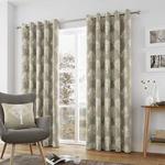 Fusion - Woodland Trees - 100% Cotton Ready Made Pair of Eyelet Curtains - 46″ Width x 54″ Drop (117 x 137cm), Linen