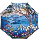 Galleria Auto Folding Umbrella - Landscape Stained Glass