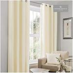 Gaveno Cavailia Luxury Fully Lined Plain FAUX SILK EYELET CURTAINS With Tie Backs Cream 66x54 In