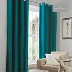 Gaveno Cavailia Luxury Thermal Fully Lined Pair of Eyelet BLACK OUT CURTAINS Teal 66x90 In