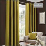 Gaveno Cavailia Plain Faux Silk Eyelet Curtains Moss Green, 100% Polyester Fully Lined Ring Top Drapery with Matching Tie Backs, Two 66″x54″ Panels, Easy Care Window Treatment, (168x137 cm)