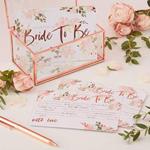 Ginger Ray Floral Hen Party Bride To Be Advice Card Game 10 Pack, Rose Gold