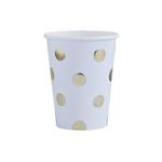 Ginger Ray Pick and Mix Foiled Polka Dot Paper Birthday Party Cups 8 Pack, Gold
