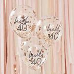 Ginger Ray Rose Gold Foiled Hello 40 Birthday Decorative Confetti Balloons 5 Pack Mix it Up, Party